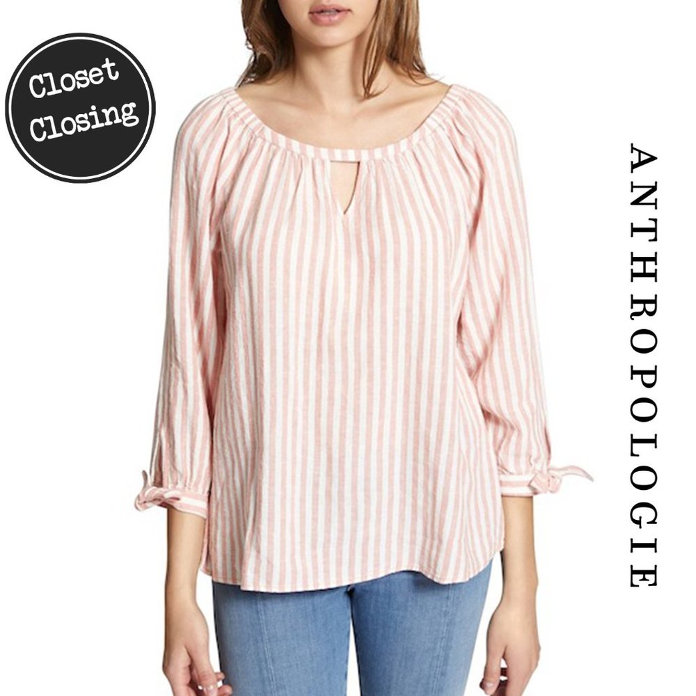 [Anthropologie] Summer Striped Peasant Blouse